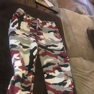 red grey black and white camo pants